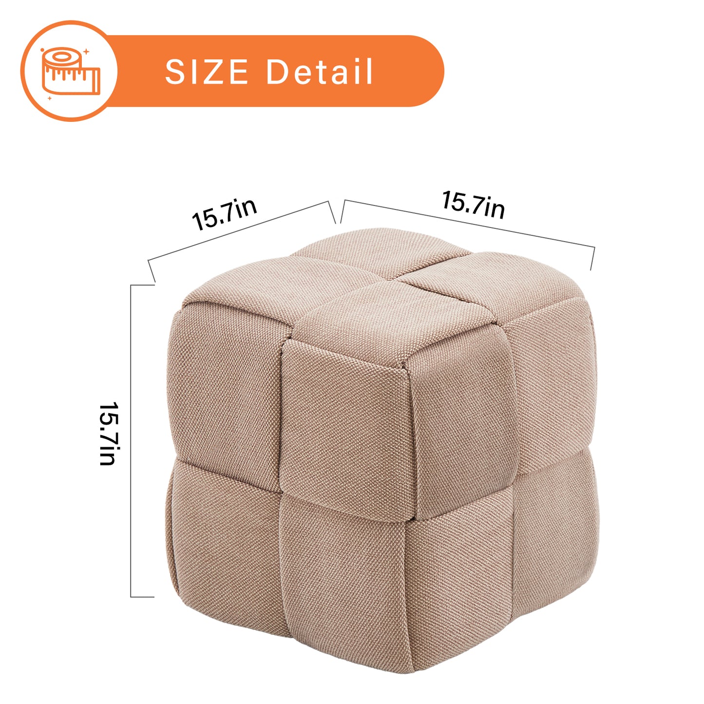 Brown Corduroy Ottoman Vanity Stool – Square Footrest for Bedroom & Entryway