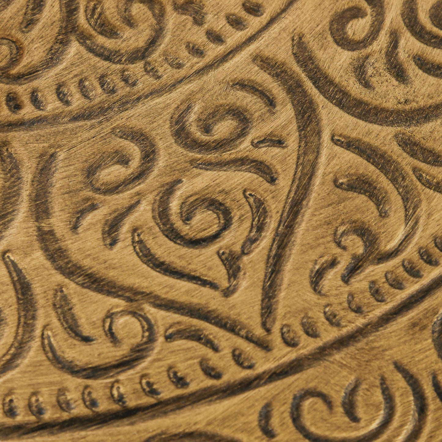 Round Hammered Gold Metal Coffee Table – 24” Sculpted Accent Table