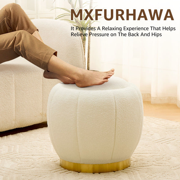 Storage Ottoman Footrest with Soft Seat, Velvet Stool Accent, White