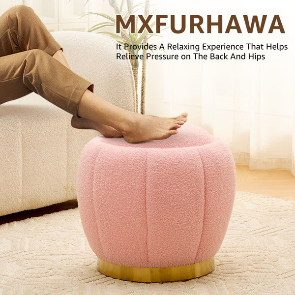 Storage Ottoman Footrest with Soft Seat, Velvet Stool Accent, Pink