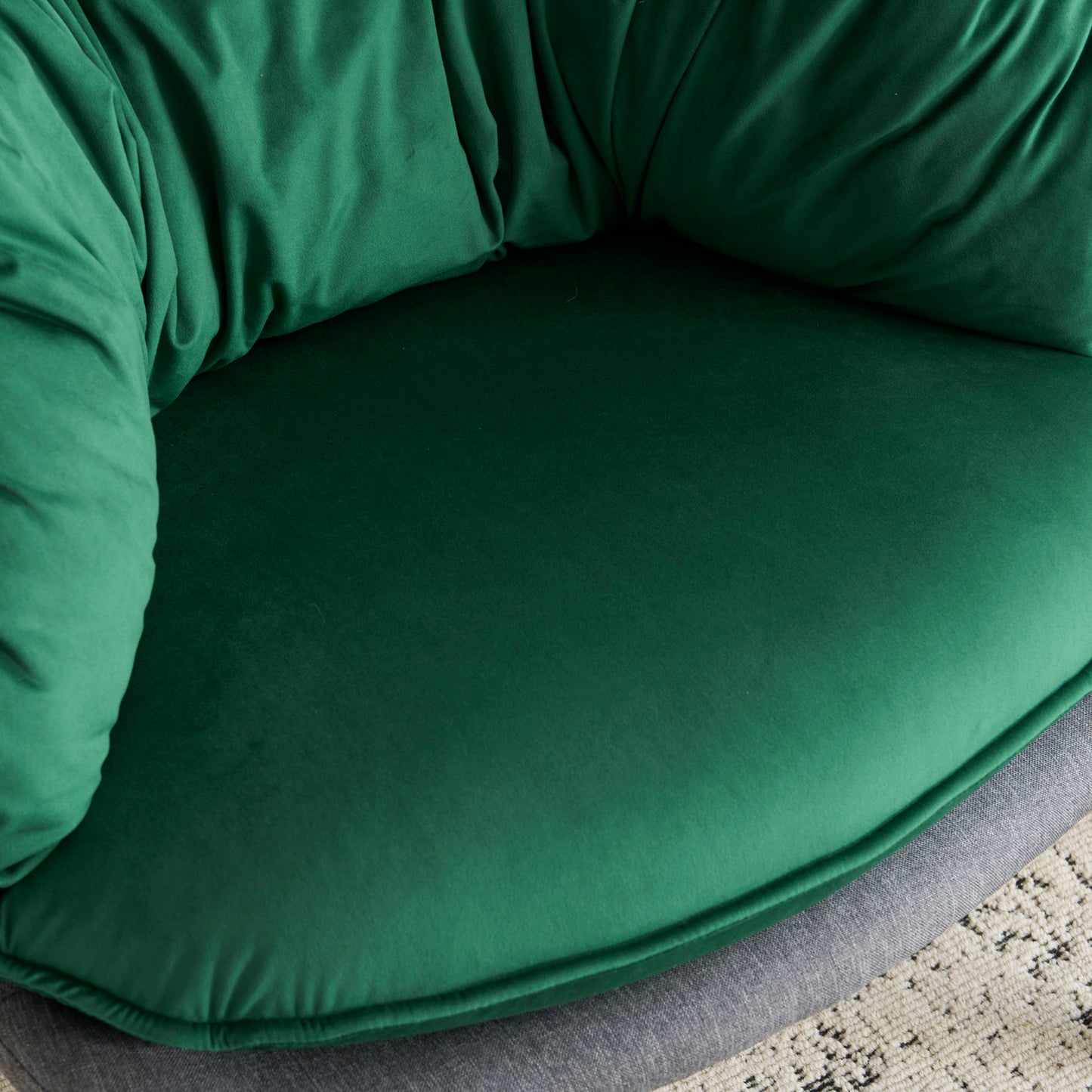 Modern Velvet Barrel Accent Chair with Metal Legs – Green Armchair