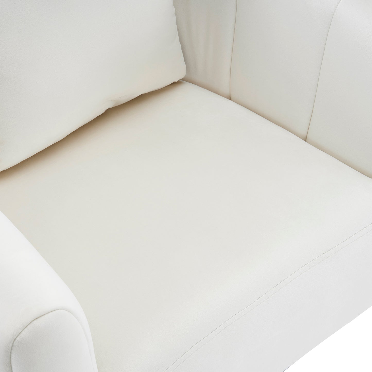 360° Swivel Velvet Accent Chair with Fluffy Cushion – Off White
