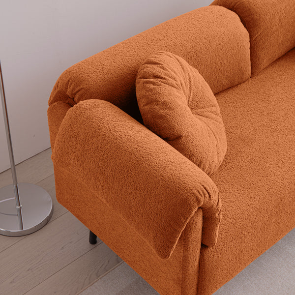 68.5" Modern Lamb Wool Sofa with Pillows for Small Living Spaces