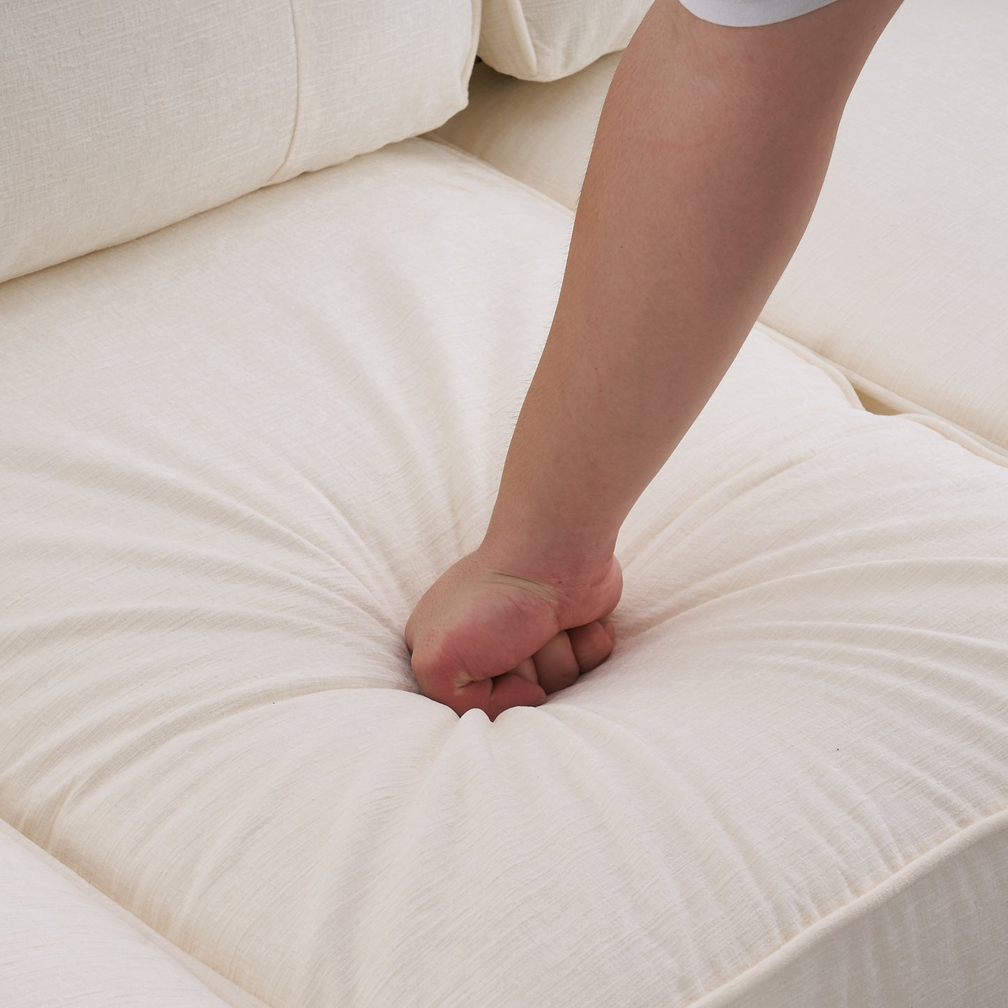 "Beige 3-Seater Modular Sofa – Simple, Stylish Indoor Seating"