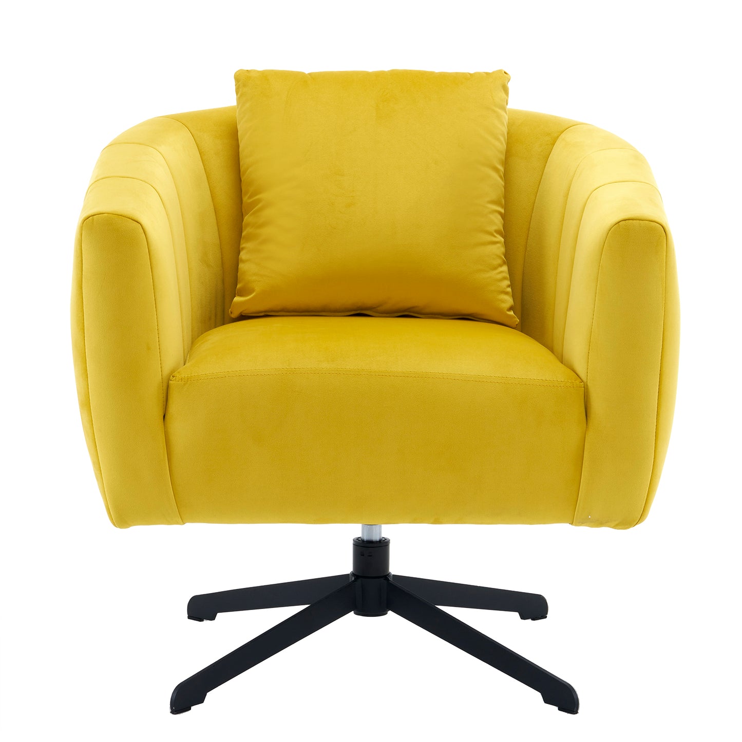360° Swivel Velvet Accent Chair with Fluffy Cushion – Yellow