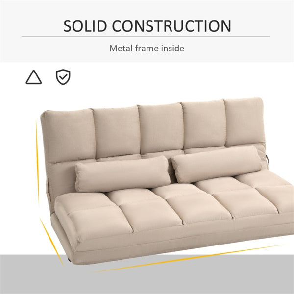 3-in-1 Adjustable Floor Sofa Bed with Backrest & Headrest – Beige