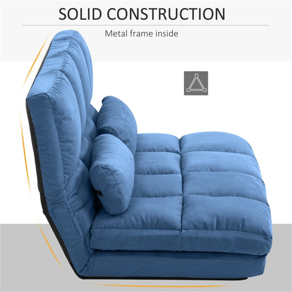 3-in-1 Adjustable Floor Sofa Bed with Backrest & Headrest – Blue