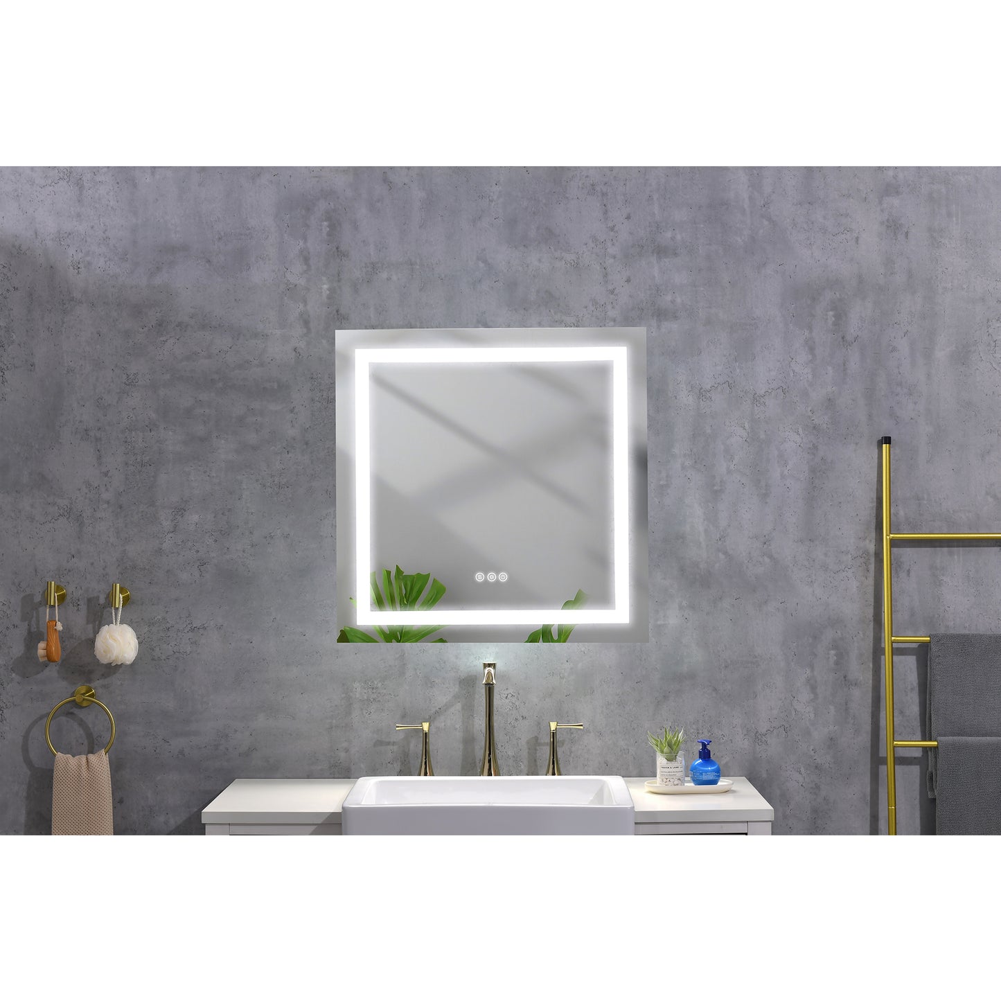 36x36" LED Bathroom Mirror with Frontlit & Backlit, Anti-Fog, Dimmable, 3 Colors
