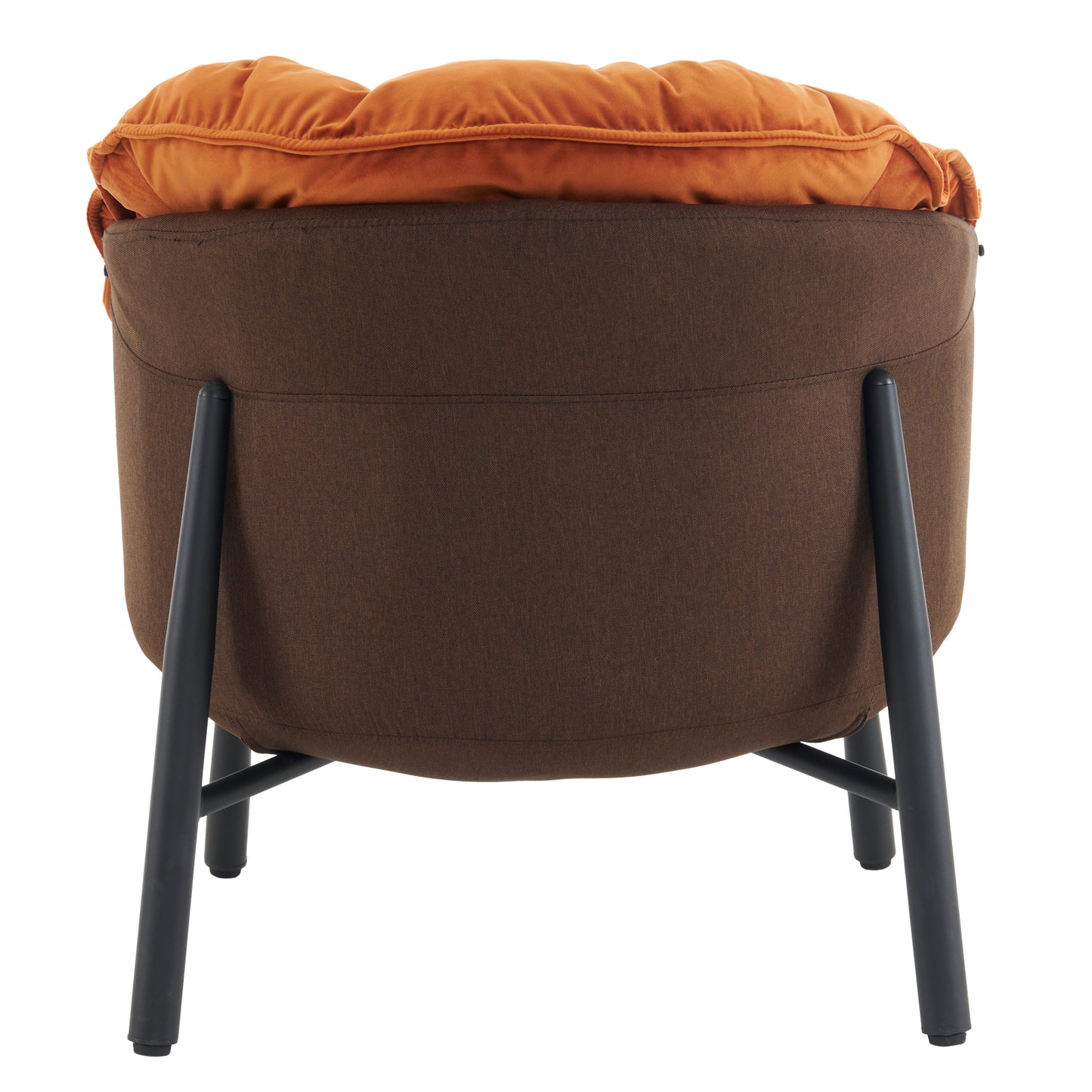 Modern Velvet Barrel Accent Chair with Metal Legs – Burnt Orange Armchair