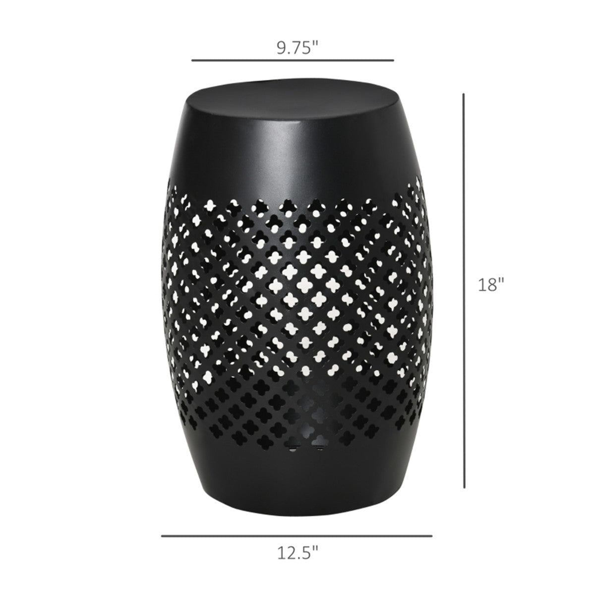 Modern Black Steel Drum Coffee Table with Decorative Cutout Design