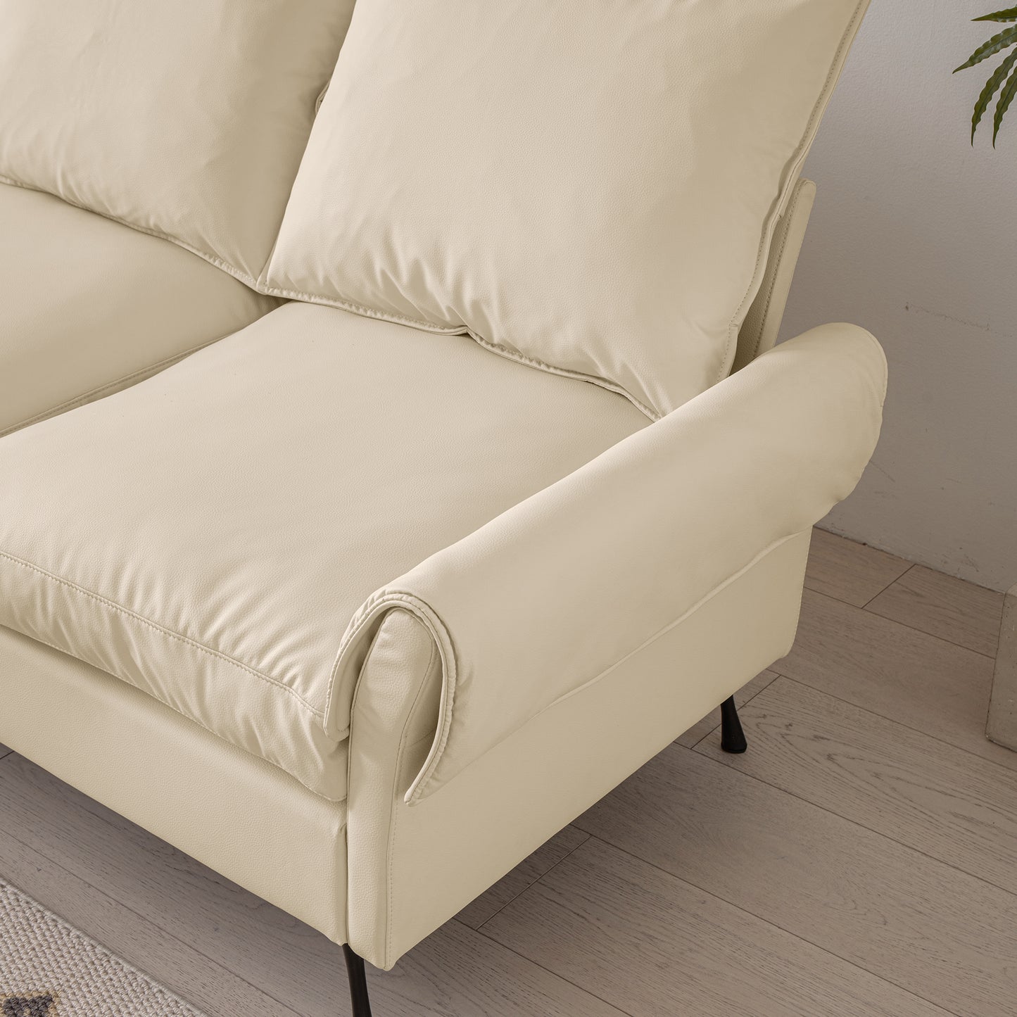 104.5" Modern L-Shaped Tech Leather Sofa with Convertible Ottoman