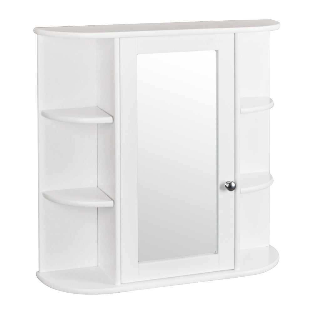 3-Tier Wall Mounted Bathroom Cabinet with Mirror Door, White Finish