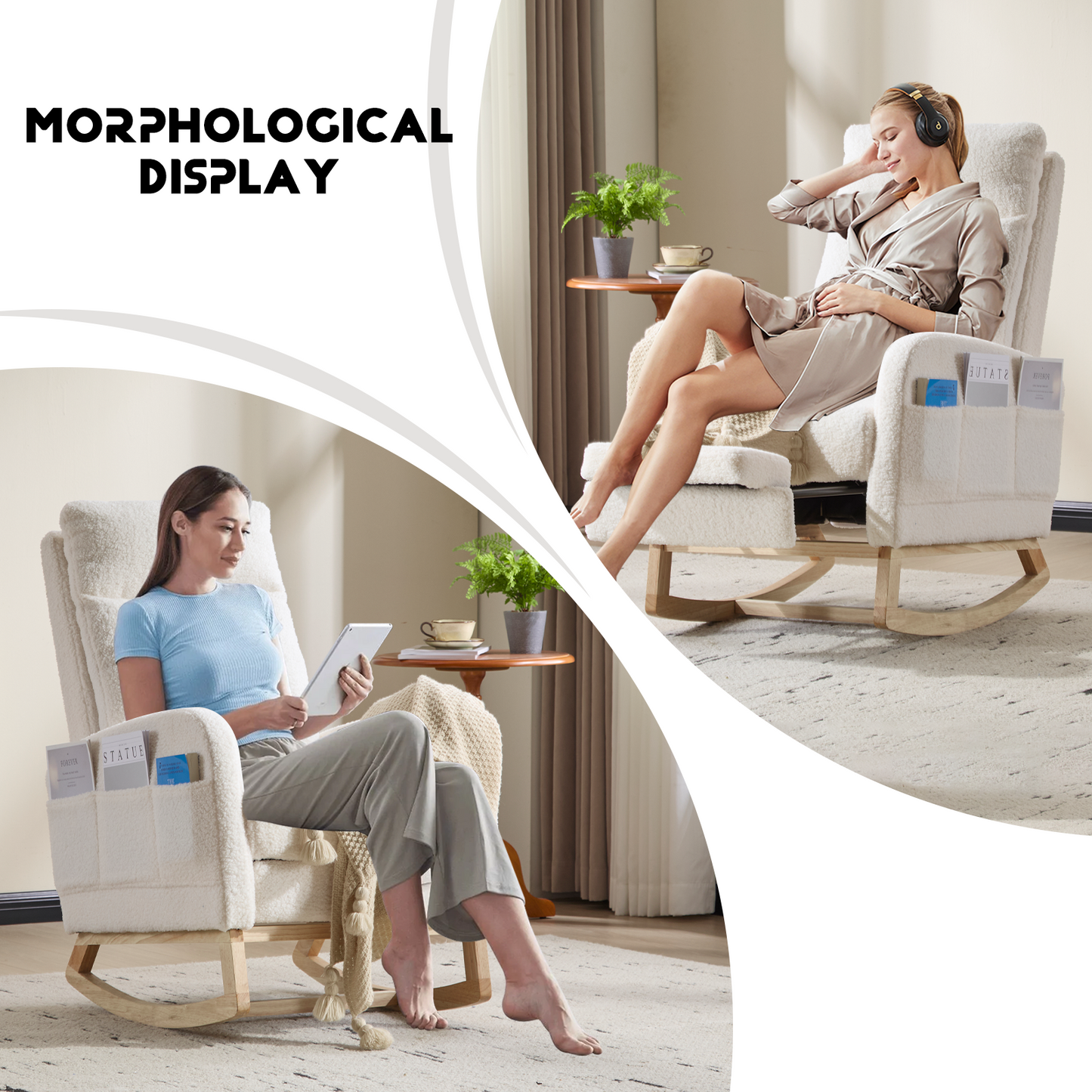 Modern Rocking Accent Chair with High Back, Soft Fabric & 300 lb Weight Capacity