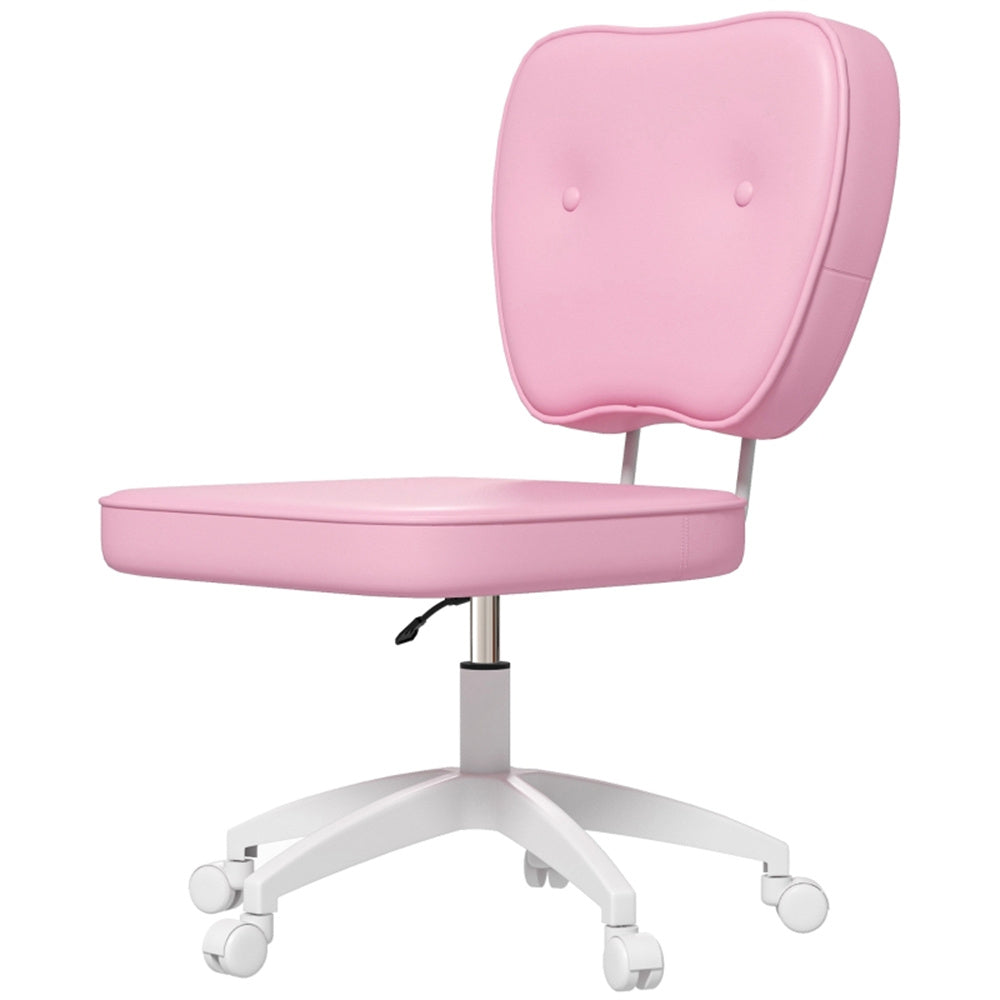 Pink Faux Leather Office Chair with Adjustable Height & Curved Backrest