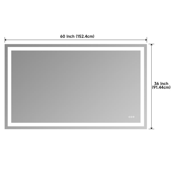 60x36" Dual LED Light Frameless Mirror – Front & Back Lighting