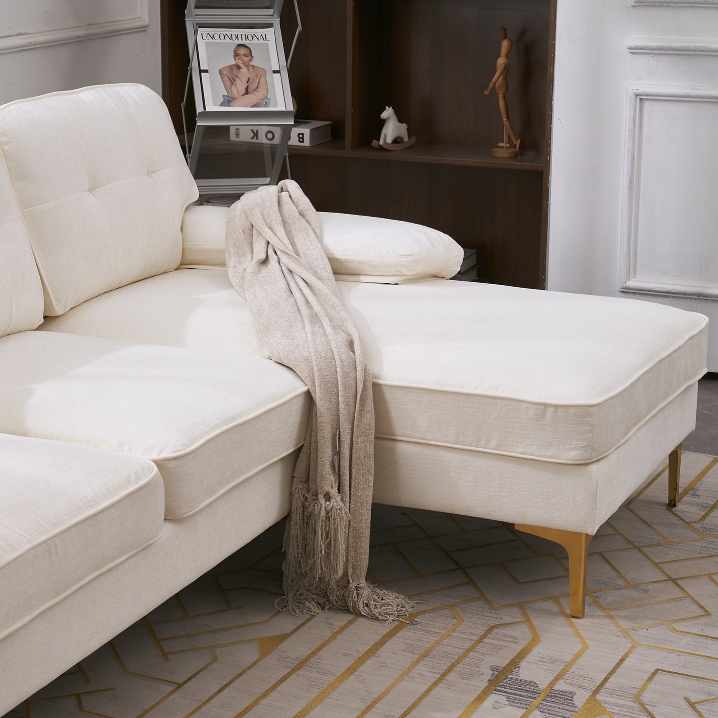 "Beige 3-Seater Modular Sofa – Simple, Stylish Indoor Seating"