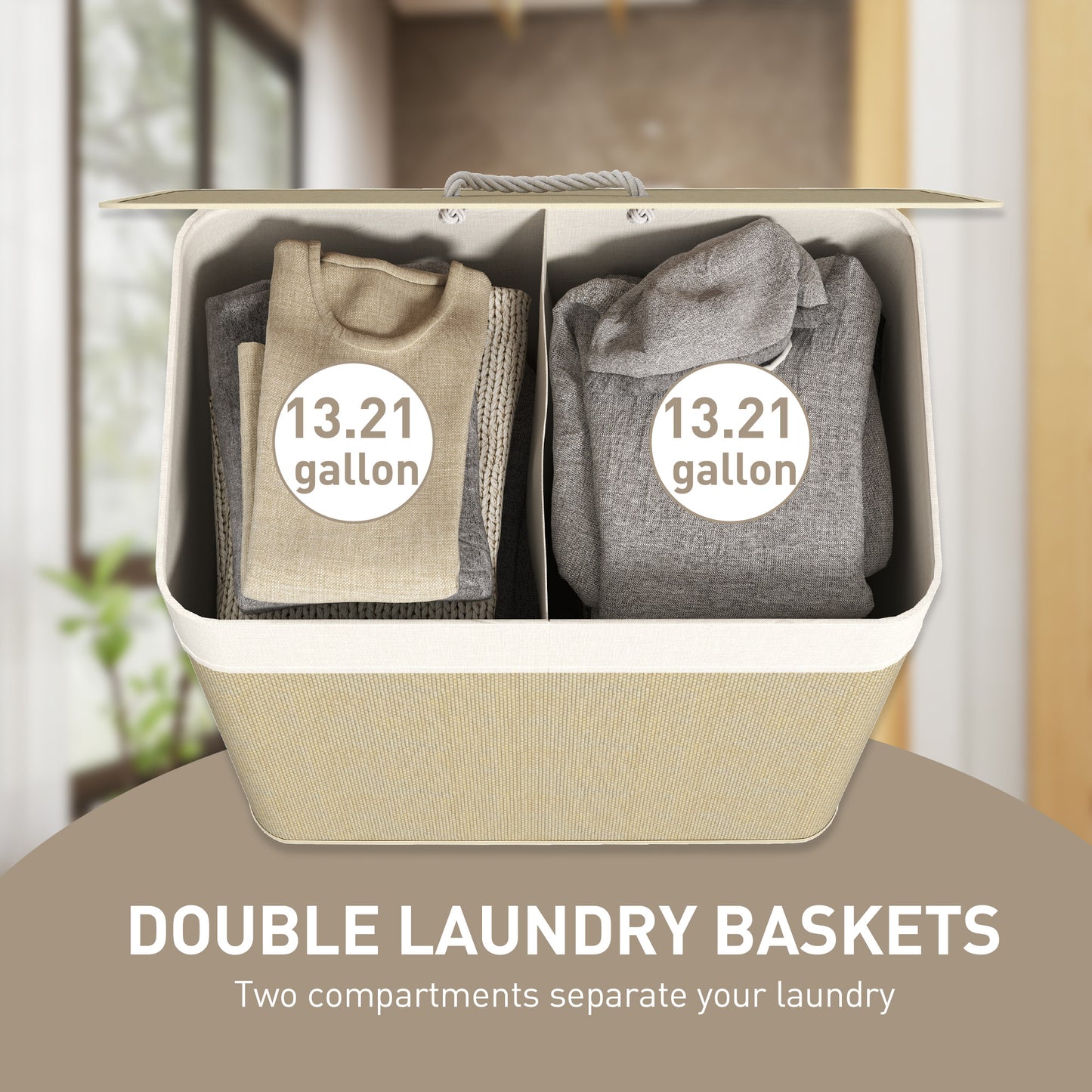 Laundry Hamper Cabinet with Storage, Freestanding Organizer