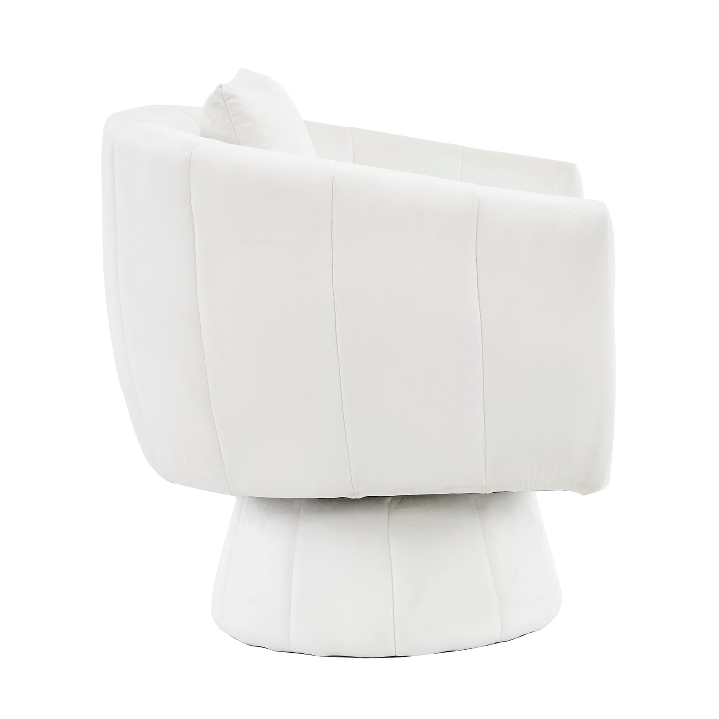 360° Swivel Velvet Accent Chair with Fluffy Cushion – Off White