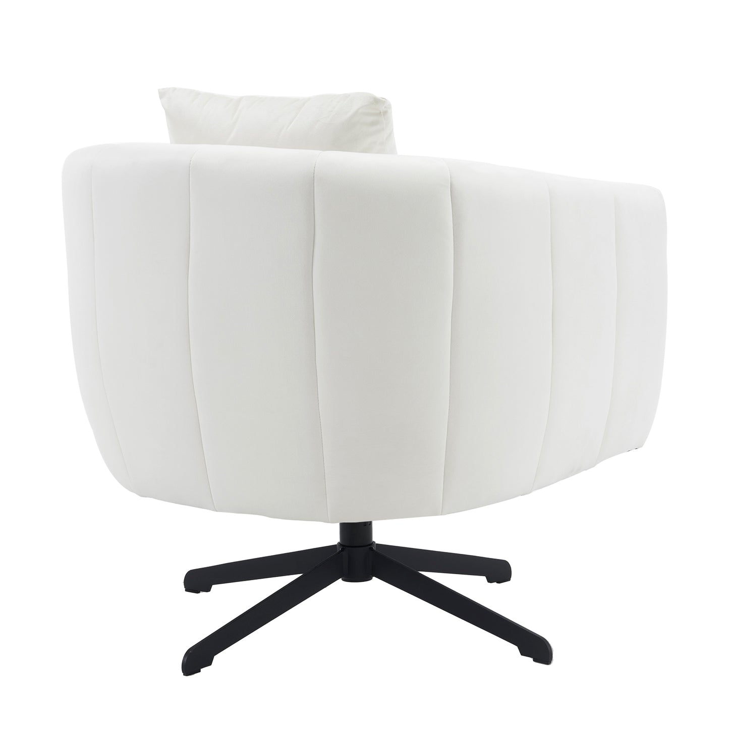 360° Swivel Velvet Accent Chair with Fluffy Cushion – Off White