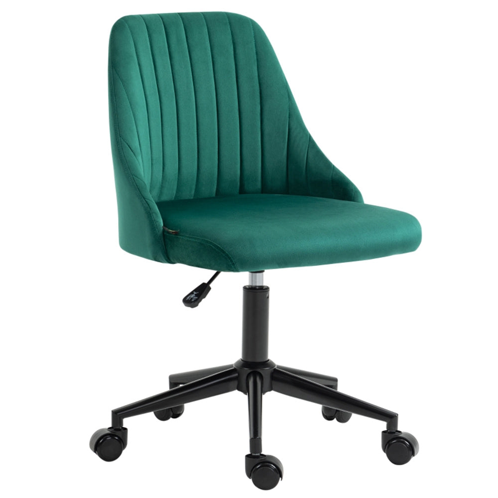 Green Velvet Scallop Swivel Office Chair – Adjustable Height & Chic Design