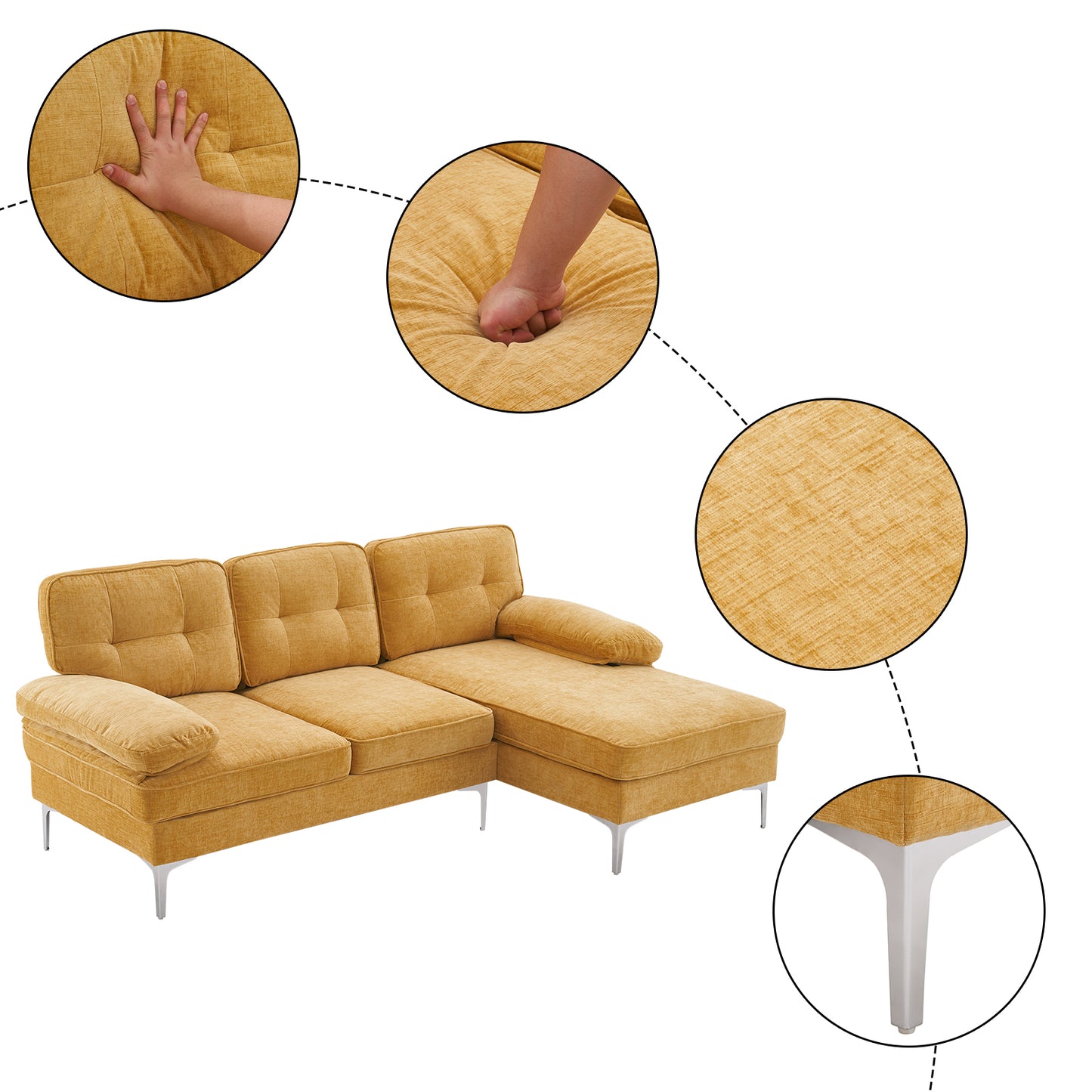 Yellow 3-Seater Modular Sofa – Simple, Stylish Indoor Seating