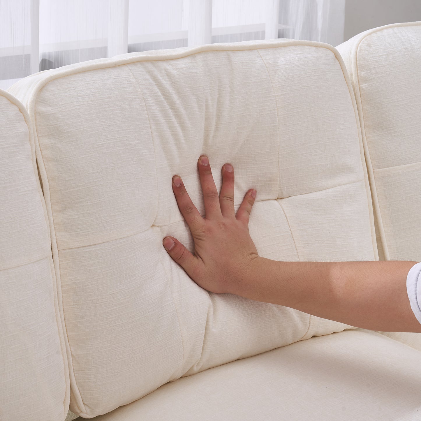 "Beige 3-Seater Modular Sofa – Simple, Stylish Indoor Seating"