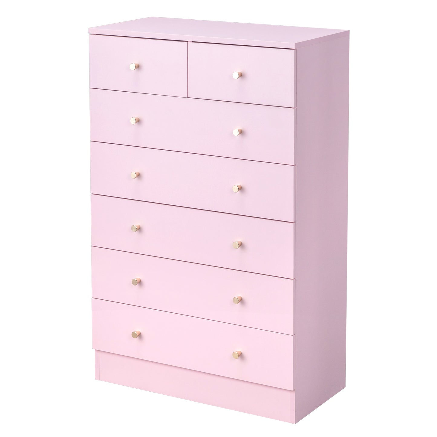 Modern Pink 7-Drawer Dresser – Space-Saving Storage for Bedroom or Home