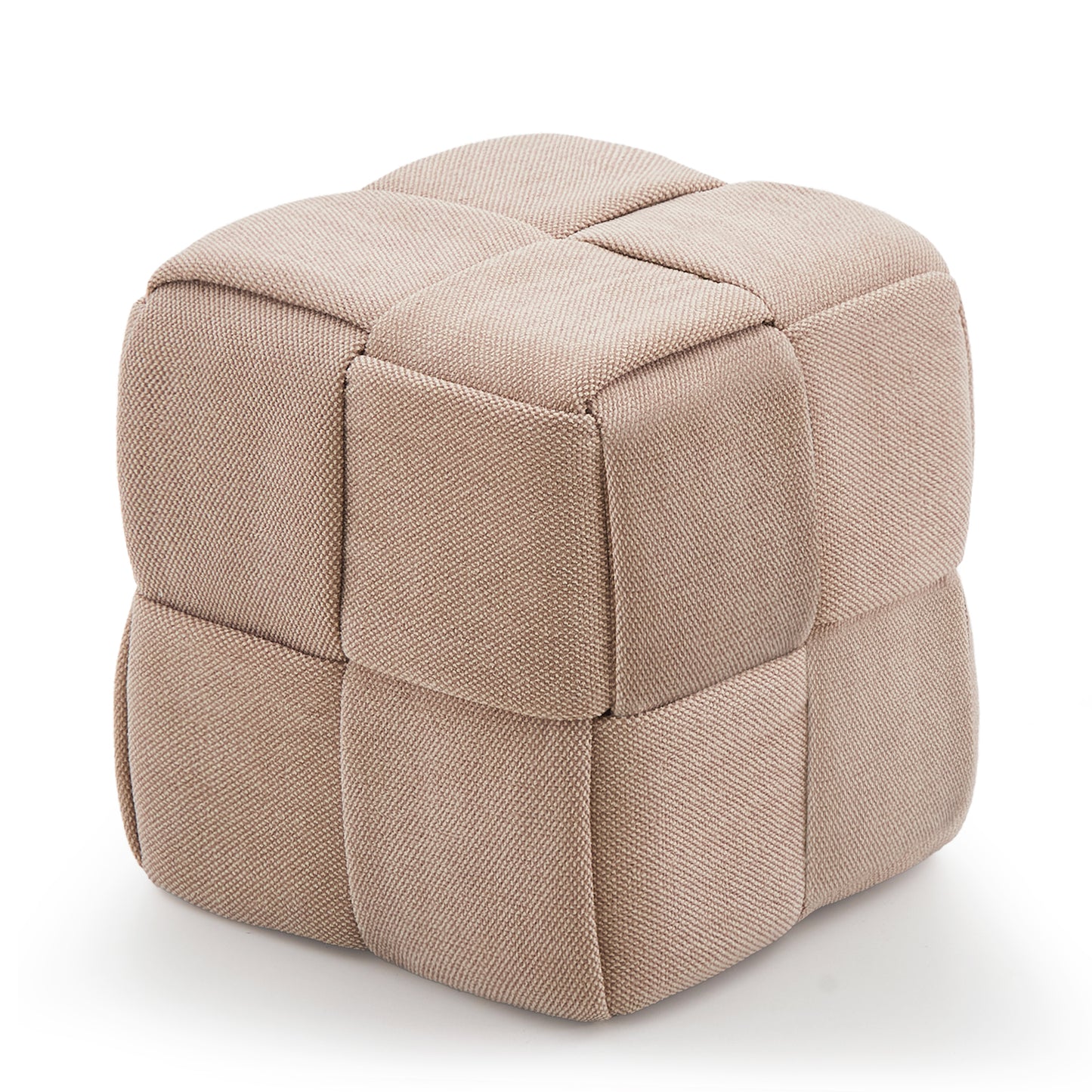 Brown Corduroy Ottoman Vanity Stool – Square Footrest for Bedroom & Entryway