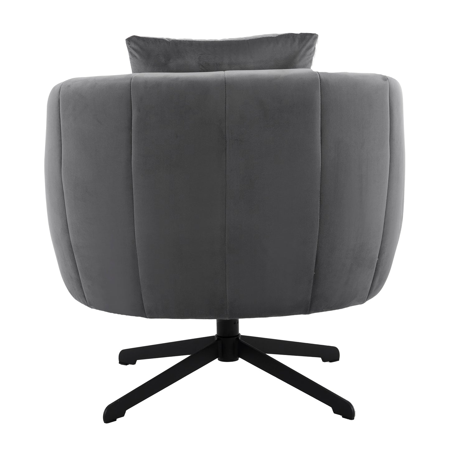 360° Swivel Velvet Accent Chair with Fluffy Cushion – Gray