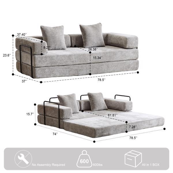 Convertible Corduroy Futon Sofa Bed – Foldable Floor Couch with Sponge Padding