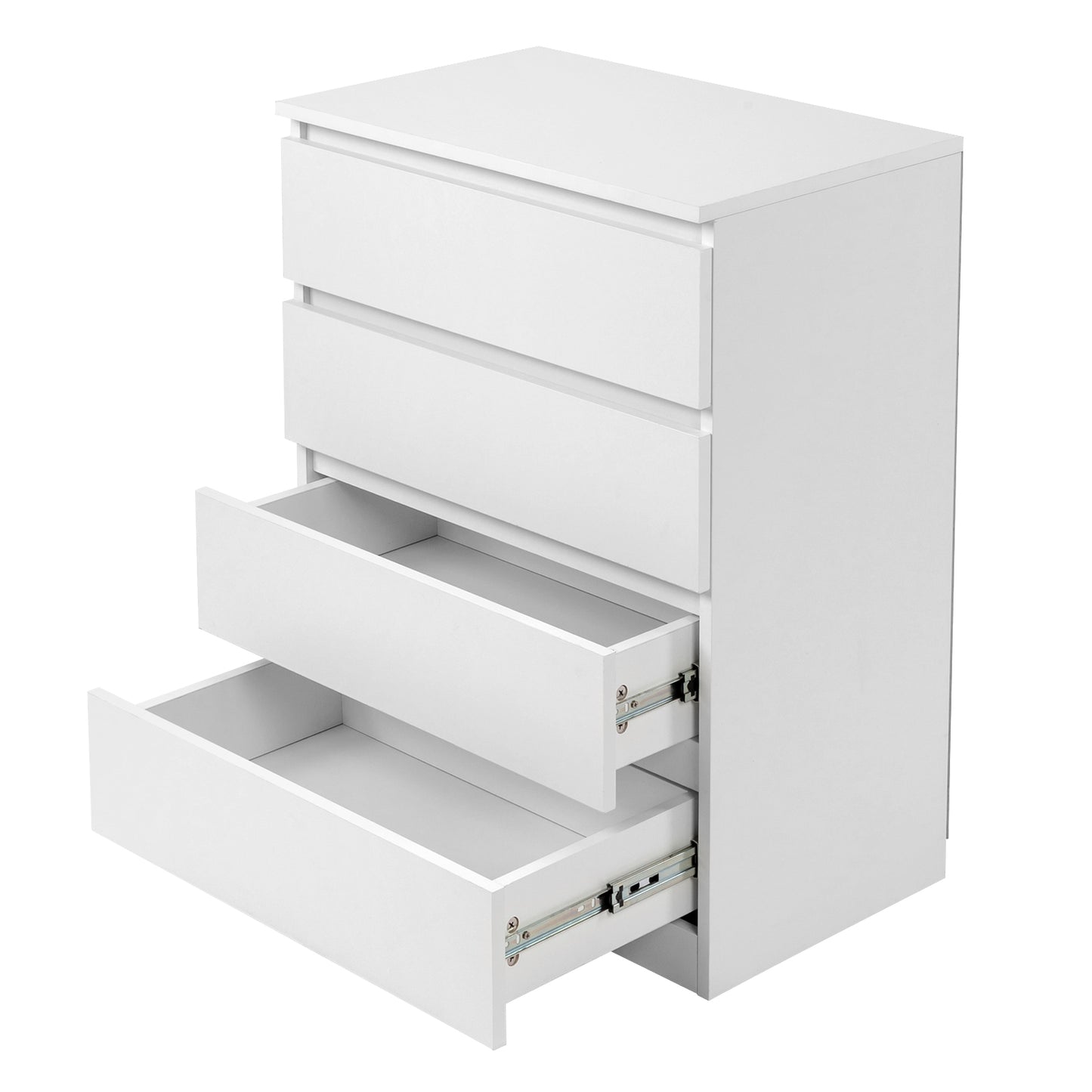 White Wood 4-Drawer Dresser – Compact Storage Cabinet for Bedroom or Living Room