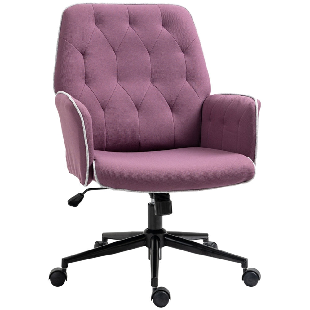 Purple Velvet Office Chair – Adjustable Height with Rocking Back & Armrests