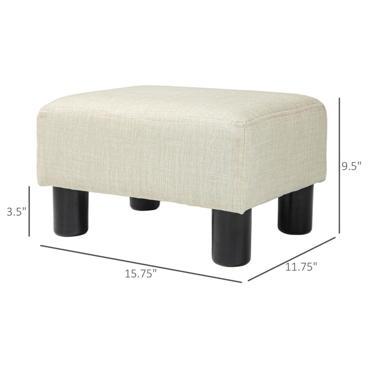 Linen Fabric Foot Rest Ottoman – Compact, Lightweight & Stylish