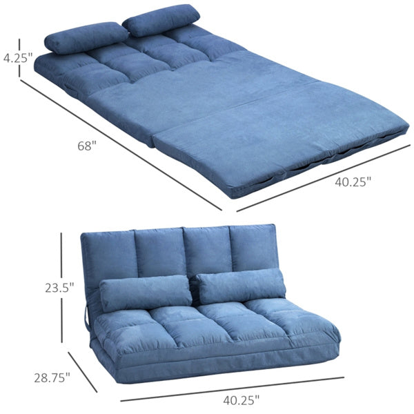 3-in-1 Adjustable Floor Sofa Bed with Backrest & Headrest – Blue
