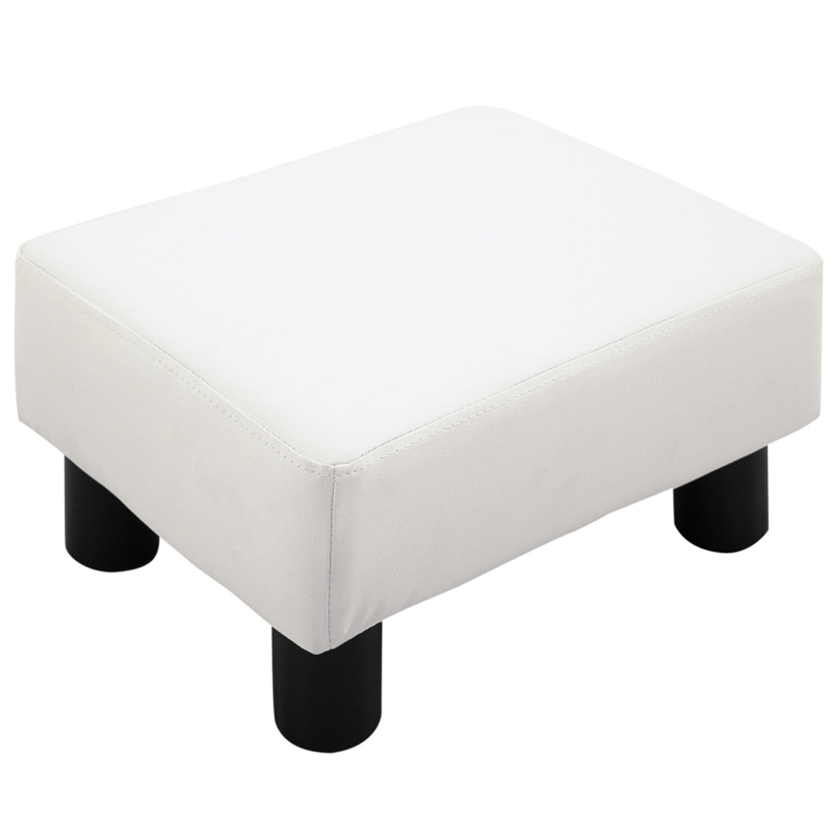 White Faux Leather Foot Rest Ottoman – Chic, Lightweight & Durable