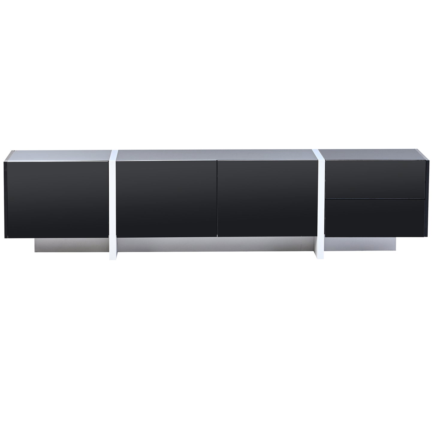 Modern Black & White TV Stand, Fits TVs Up to 80'', High Gloss Cabinet