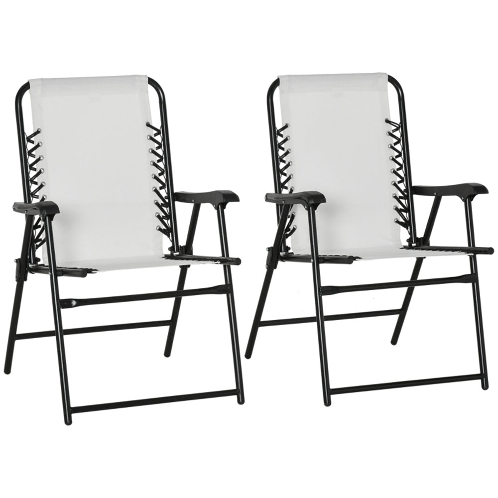 Set of 2 Foldable Mesh Armchairs – Outdoor Lounge Chairs with Armrests