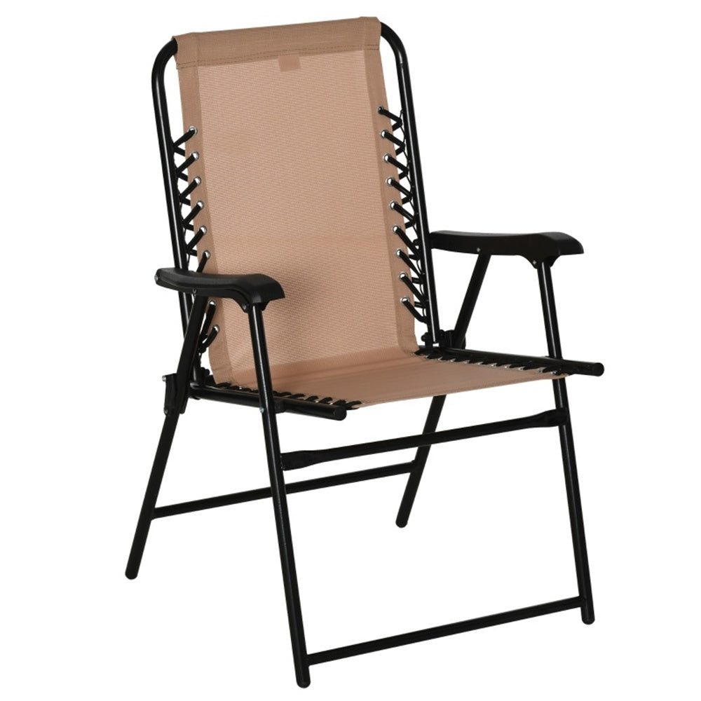 Foldable Mesh Patio Armchair – Beige Outdoor Chair