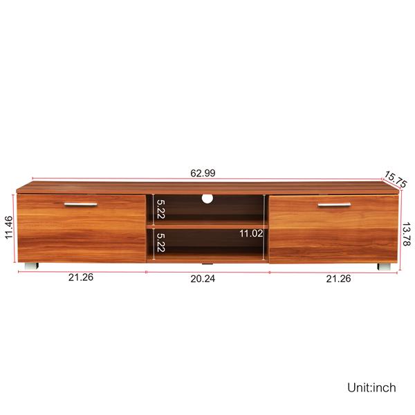 Walnut TV Stand for 70” TVs – Media Console with Drawers & Shelves