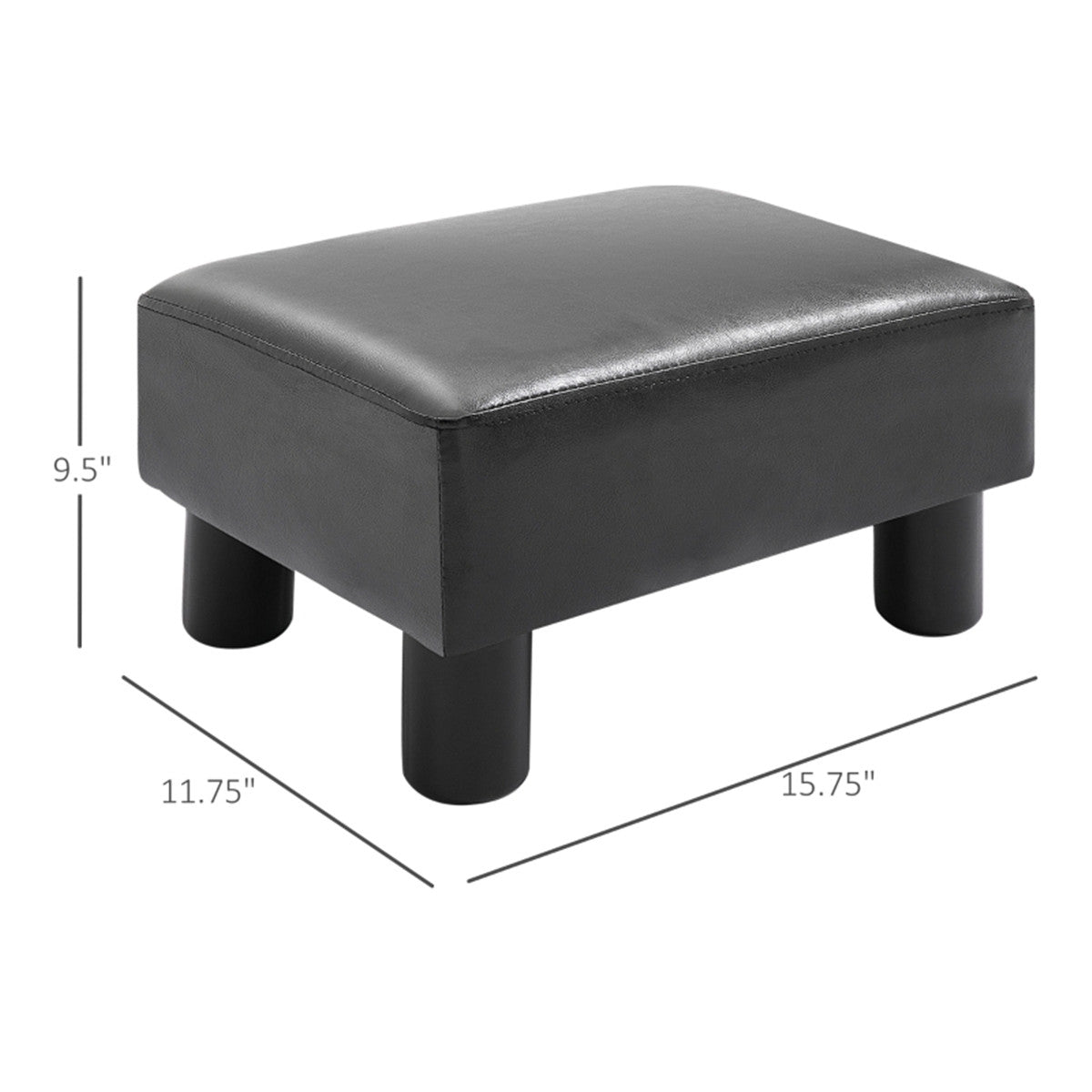 Black Faux Leather Foot Rest Ottoman – Chic, Lightweight & Durable