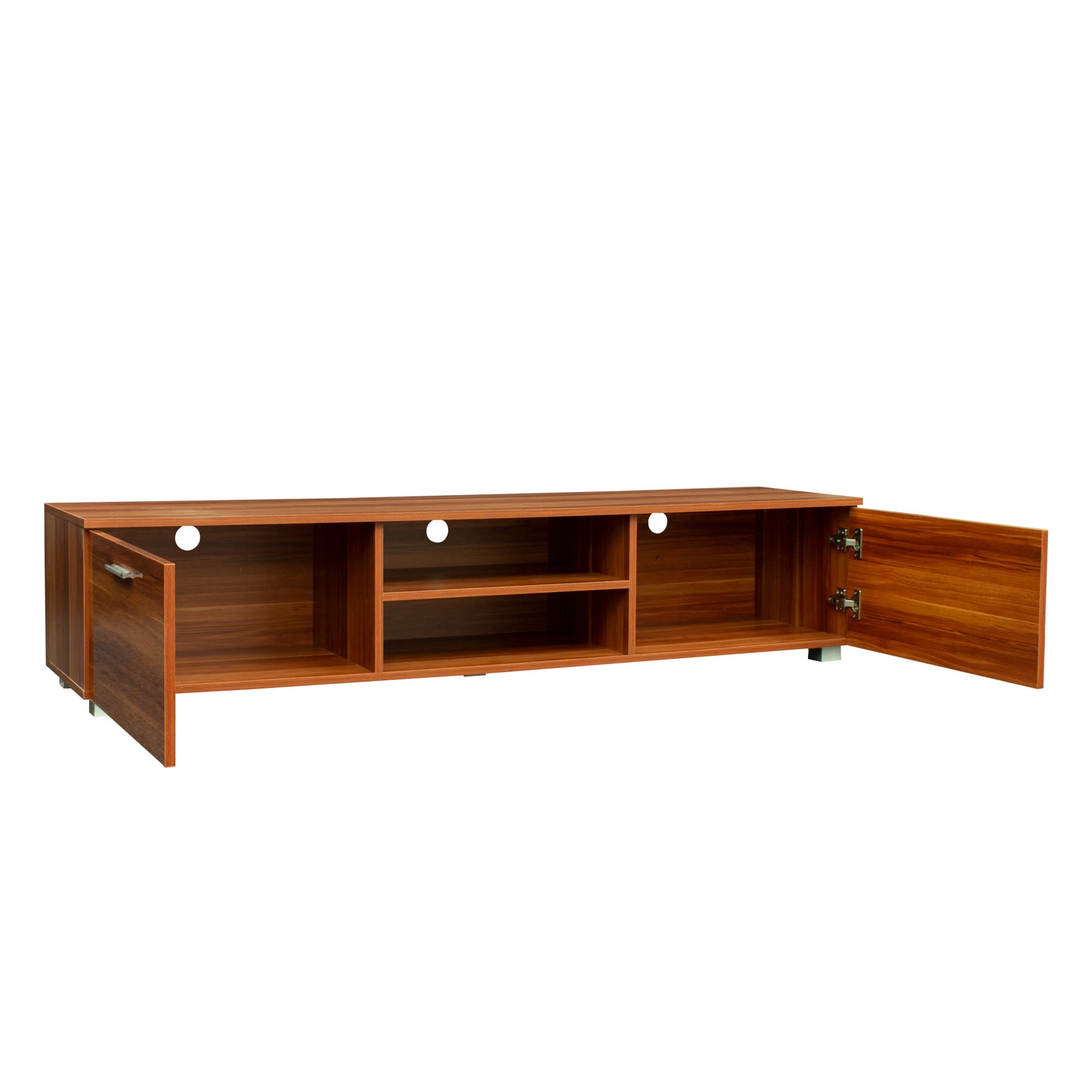 Walnut TV Stand for 70” TVs – Media Console with Drawers & Shelves