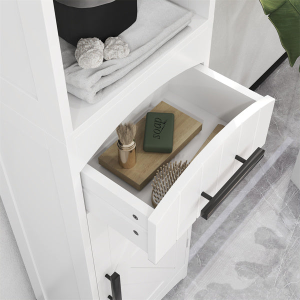Bathroom Cabinet with 3 Open Storage Compartments, White