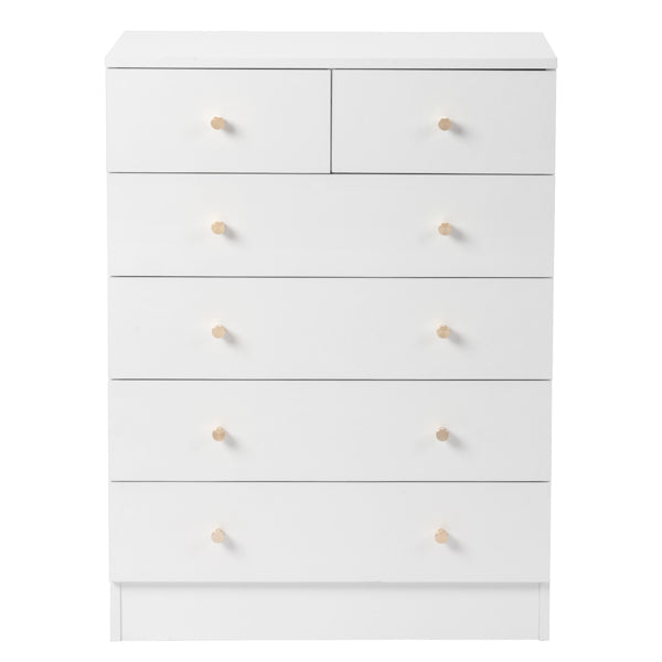 Modern White 6-Drawer Dresser – Minimalist Storage Cabinet for Bedroom or Living Room