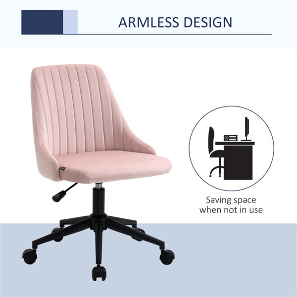 Pink Velvet Scallop Swivel Office Chair – Adjustable Height & Chic Design
