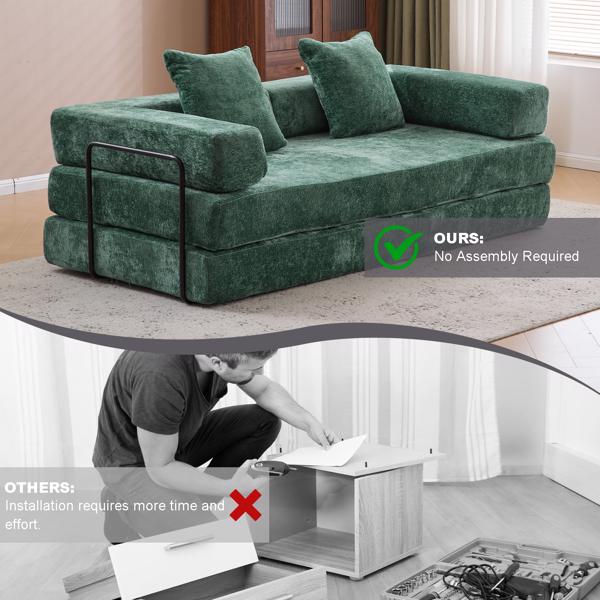Convertible Corduroy Futon Sofa Bed – Foldable Floor Couch with Sponge Padding
