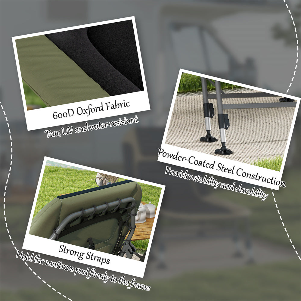 Adjustable Reclining Camping Cot with Pillow & 396 lbs Weight Capacity