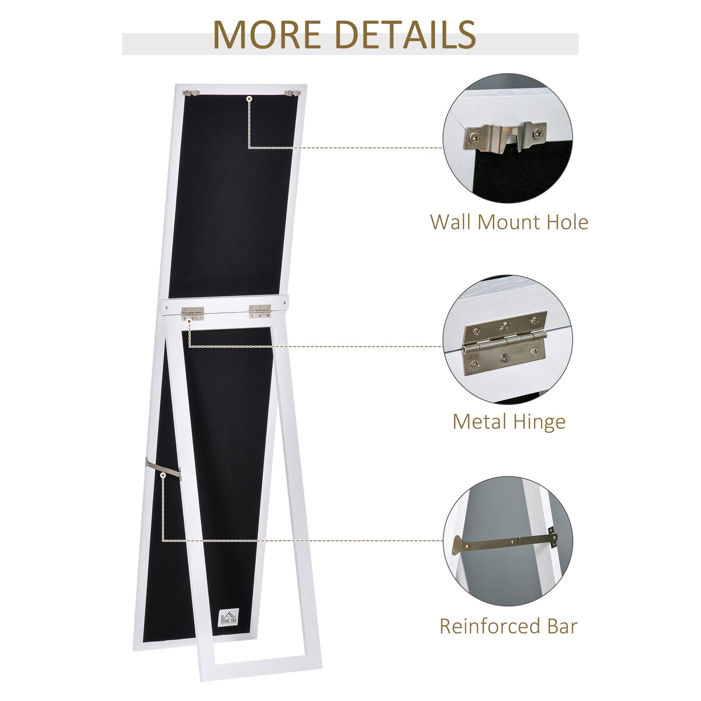 White Freestanding or Wall-Mounted Dressing Mirror – Modern & Space-Saving