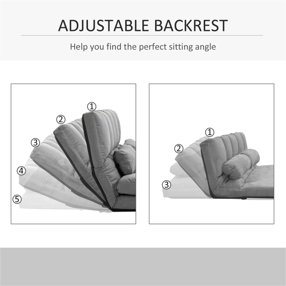 3-in-1 Adjustable Floor Sofa Bed with Backrest & Headrest – Light Gray