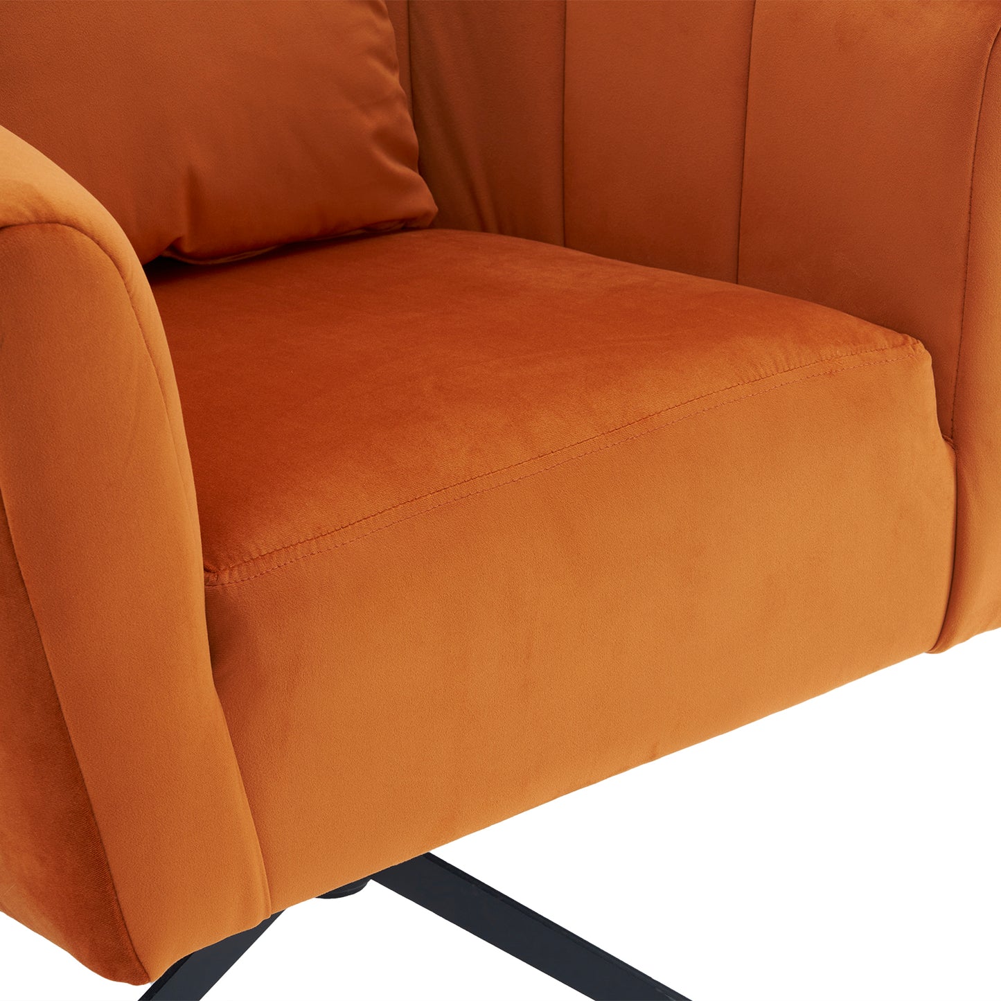 360° Swivel Velvet Accent Chair with Fluffy Cushion – Burnt Orange