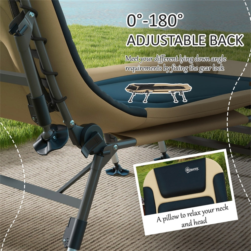 Adjustable Reclining Camping Cot with Pillow & 396 lbs Weight Capacity